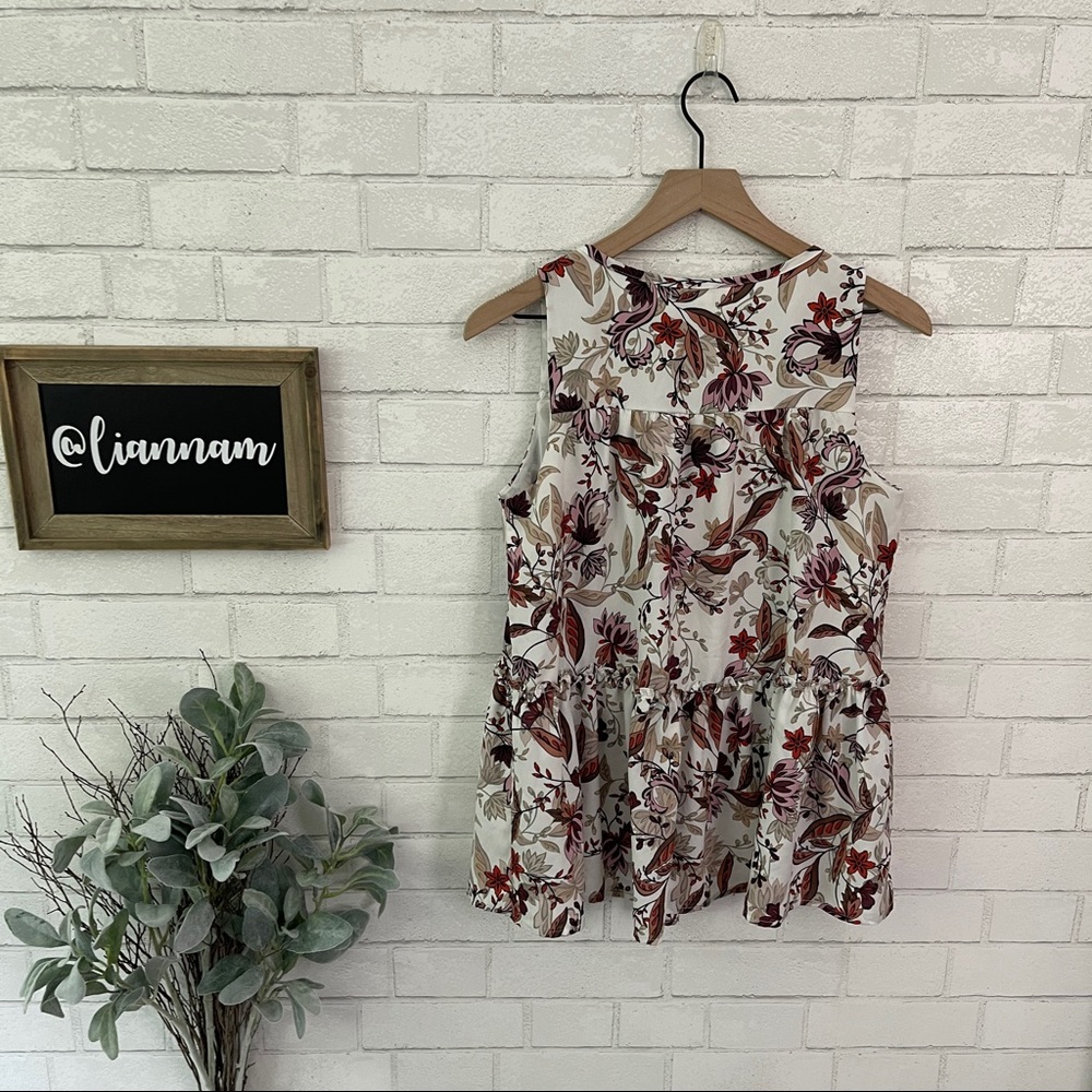 c&e White Floral Sleeveless Peplum Top - Picture 7 of 12